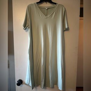 P & Rose Light Green V-Neck Dress